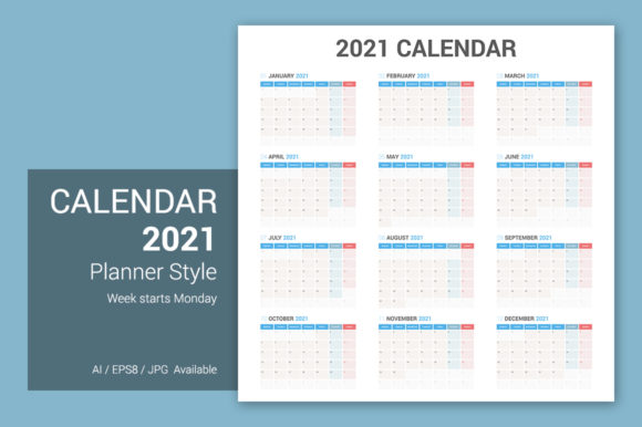 Download Calendar 2021 Planner Monday Starts - 2021 Collection
