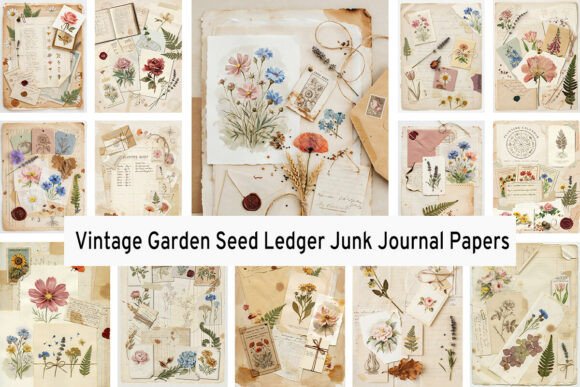 Download Vintage Garden Seed Ledger Junk Journals - Junk journals Collection