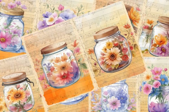 Download Pack of Floral Jar Autumn Junk Journals - Junk journals Collection