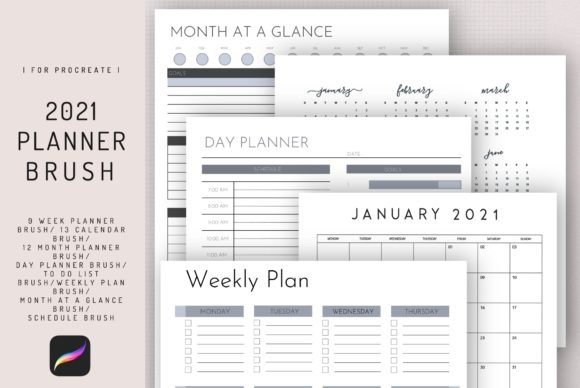 Download Procreate 2021 Planner Stamp Brush - 2021 Collection